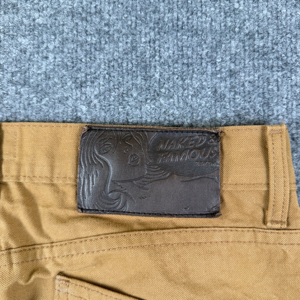 Naked & Famous Pants Mens 32x30 Brown Selvedge Duck Canvas Skinny Guy Chino - Picture 5 of 14